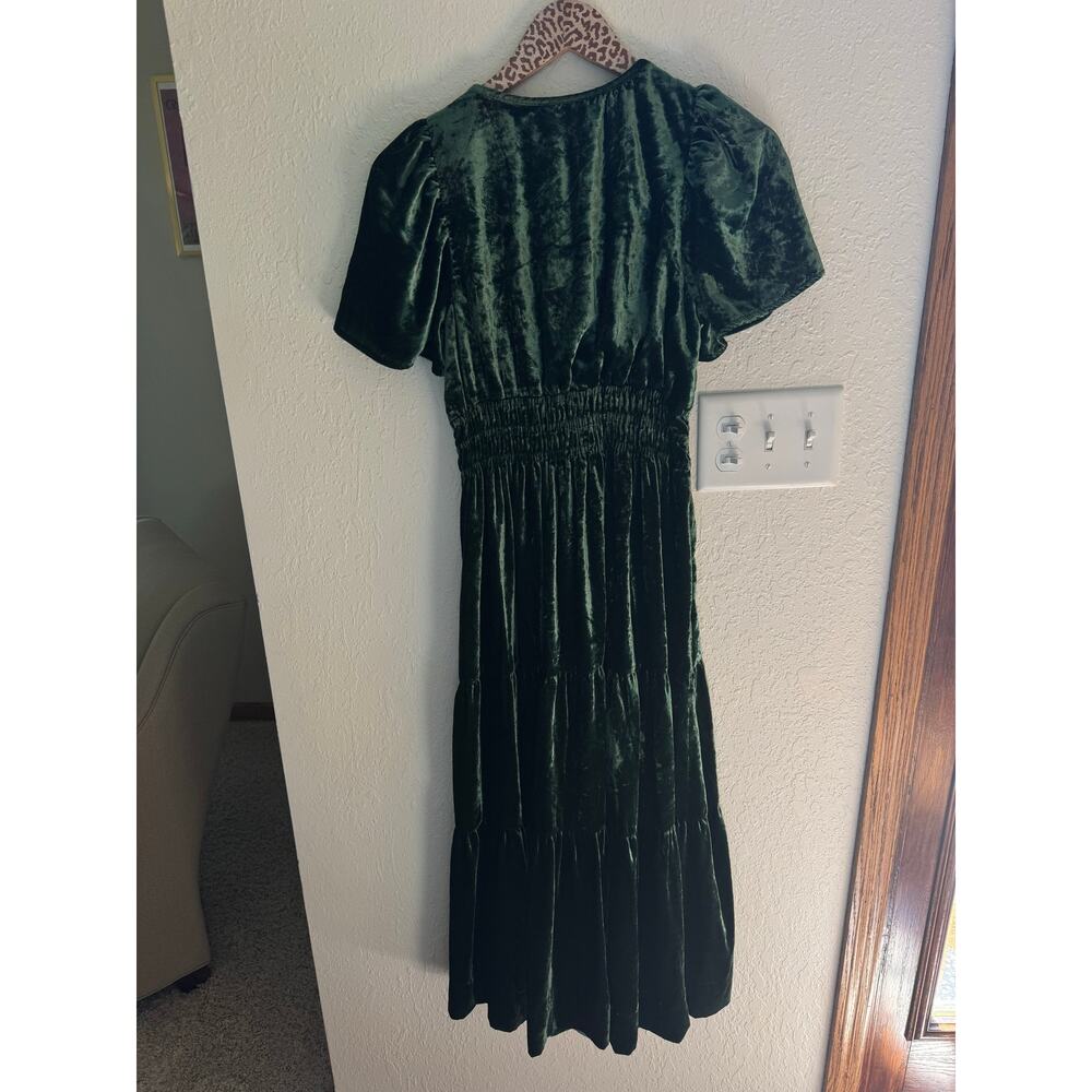 ANTHROPOLOGIE The Somerset Maxi Dress in Green Velvet Size Small Petite - Picture 7 of 8